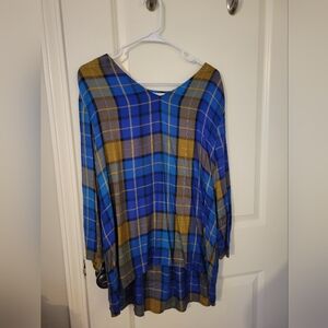 Plaid V-Neck Women's Top